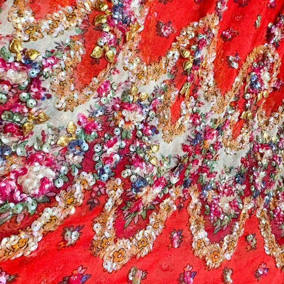 Vintage Adele Wechsler Silk Fully Beaded Midi Skirt S - Picture 4 of 9